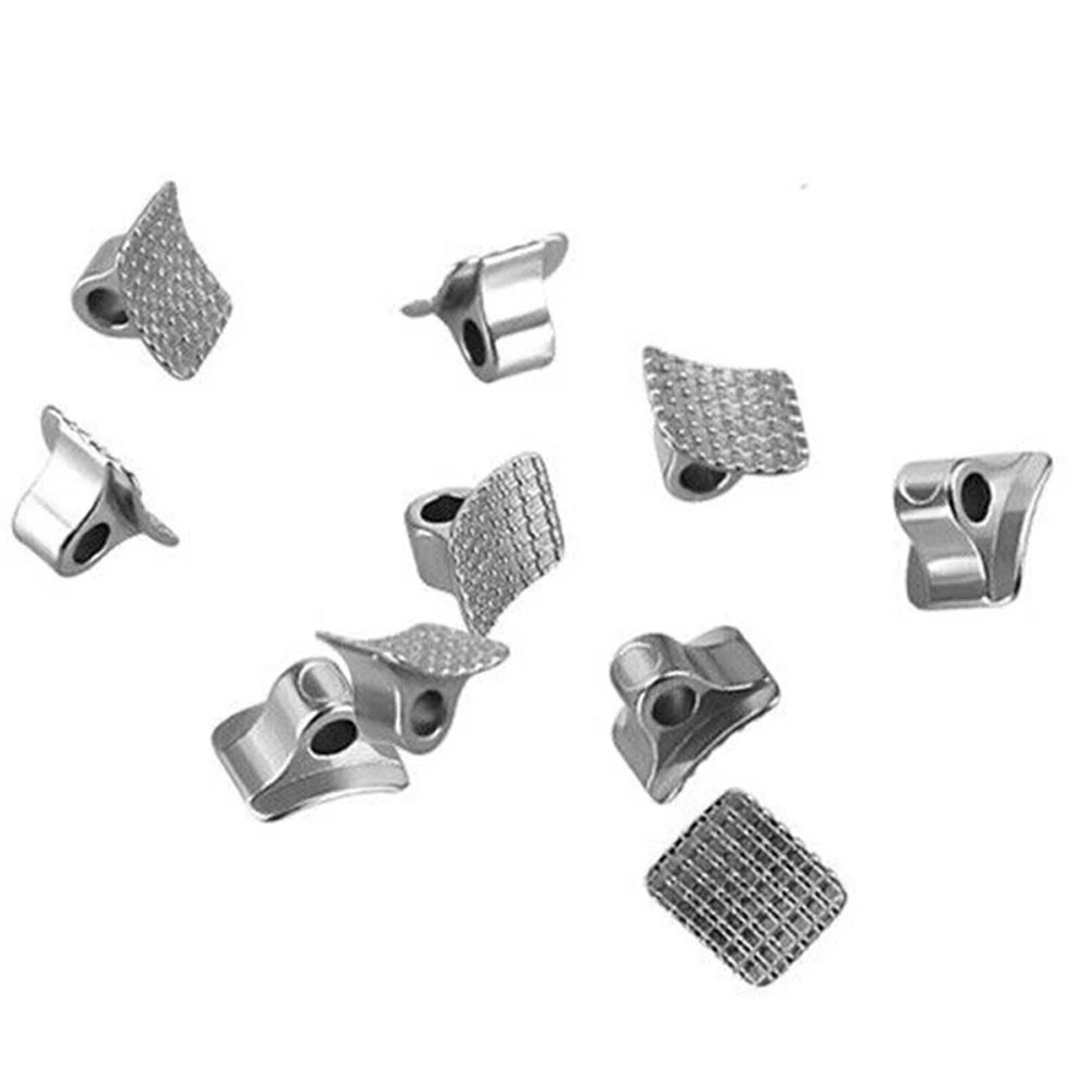 10Pcs Dental Orthodontic Lingual Buttons Metal Bondable Button Tubes Square Base