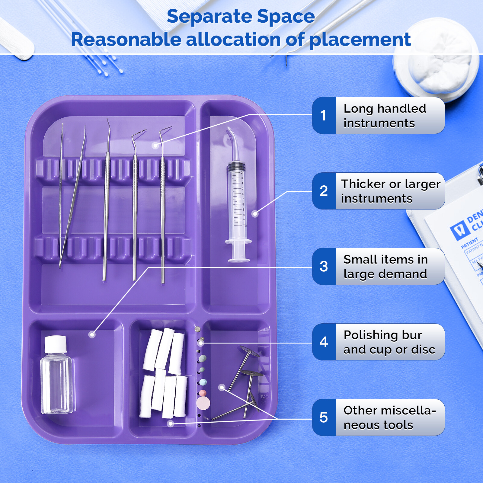 Dental Instrument Separate Divided Tray Autoclavable Plastic Set Up Trays Size B