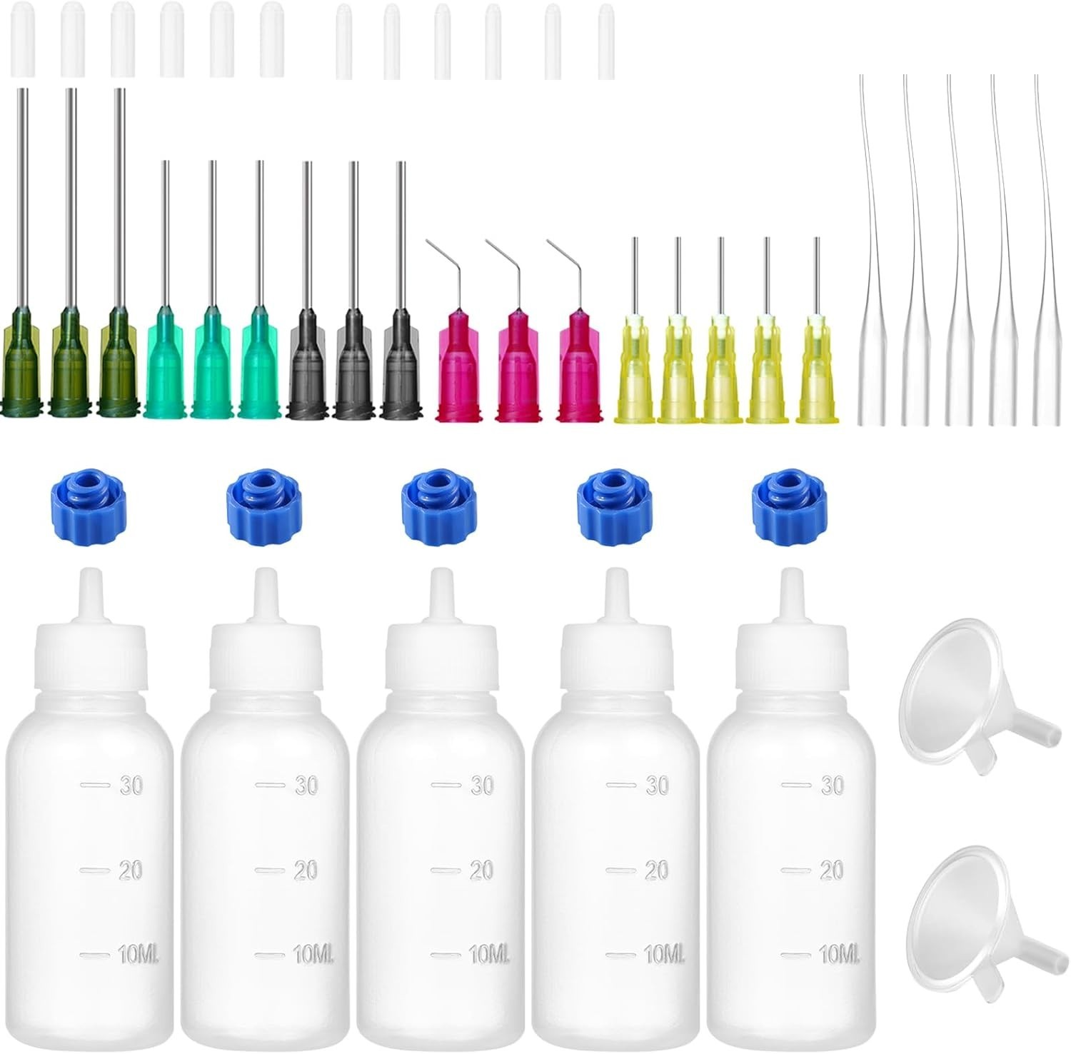 30ml Precision Glue Applicator Bottle Set with Needle Tips & Storage Caps NEW US