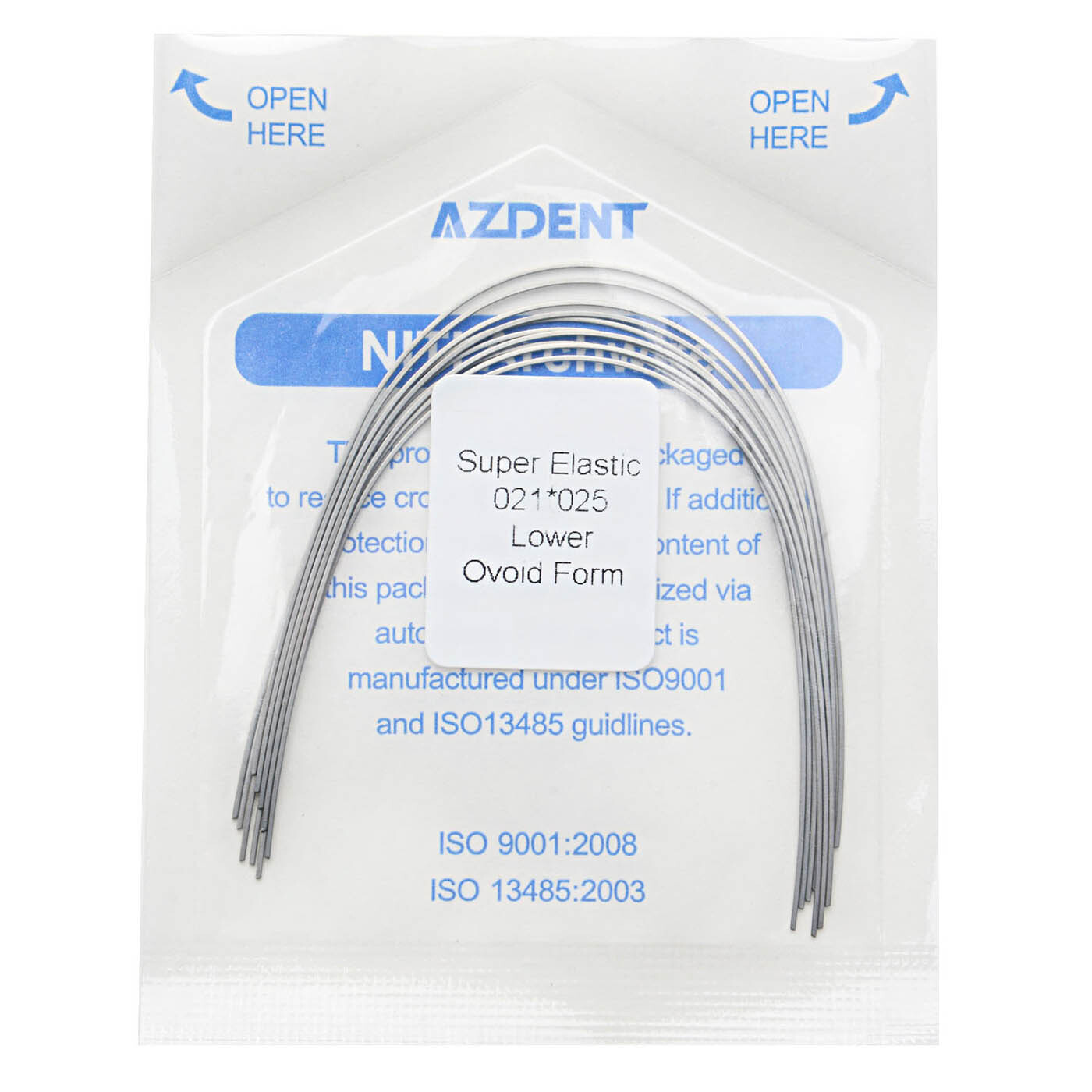 Dental Ortho Super Elastic Niti Rectangular Arch Wire Ovoid Form 14X25-21X25 U/L
