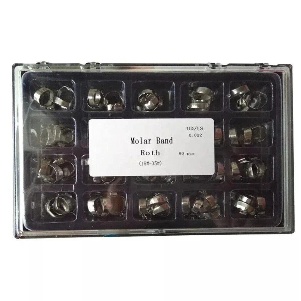 80 Pcs/Box Dental Stainless Steel Orthodontic #16-35 Roth/MBT Molar Bands Buccal