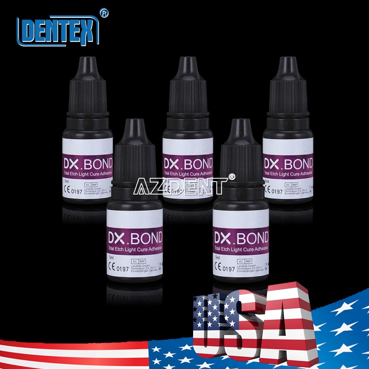 5X DENTEX Dental Light Cure Dentin Enamel Bonding Resin Adhesive ONE STEP 5 ML