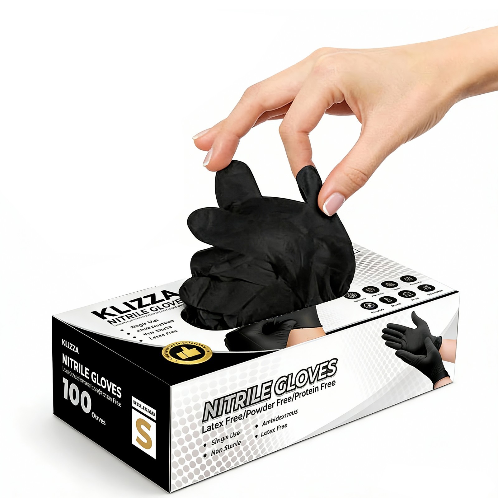 Disposable Nitrile Gloves, 5 Mil Black – Powder & Latex Free For Home Clean Use
