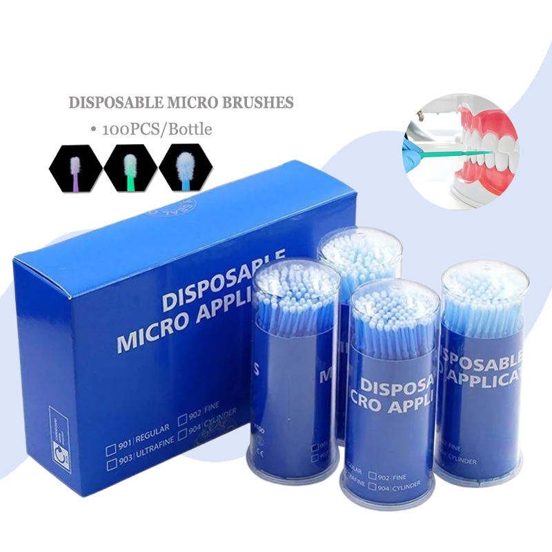 100PCS Dental Materials Disposable Micro Brush Applicators Colorful Brush Beauty