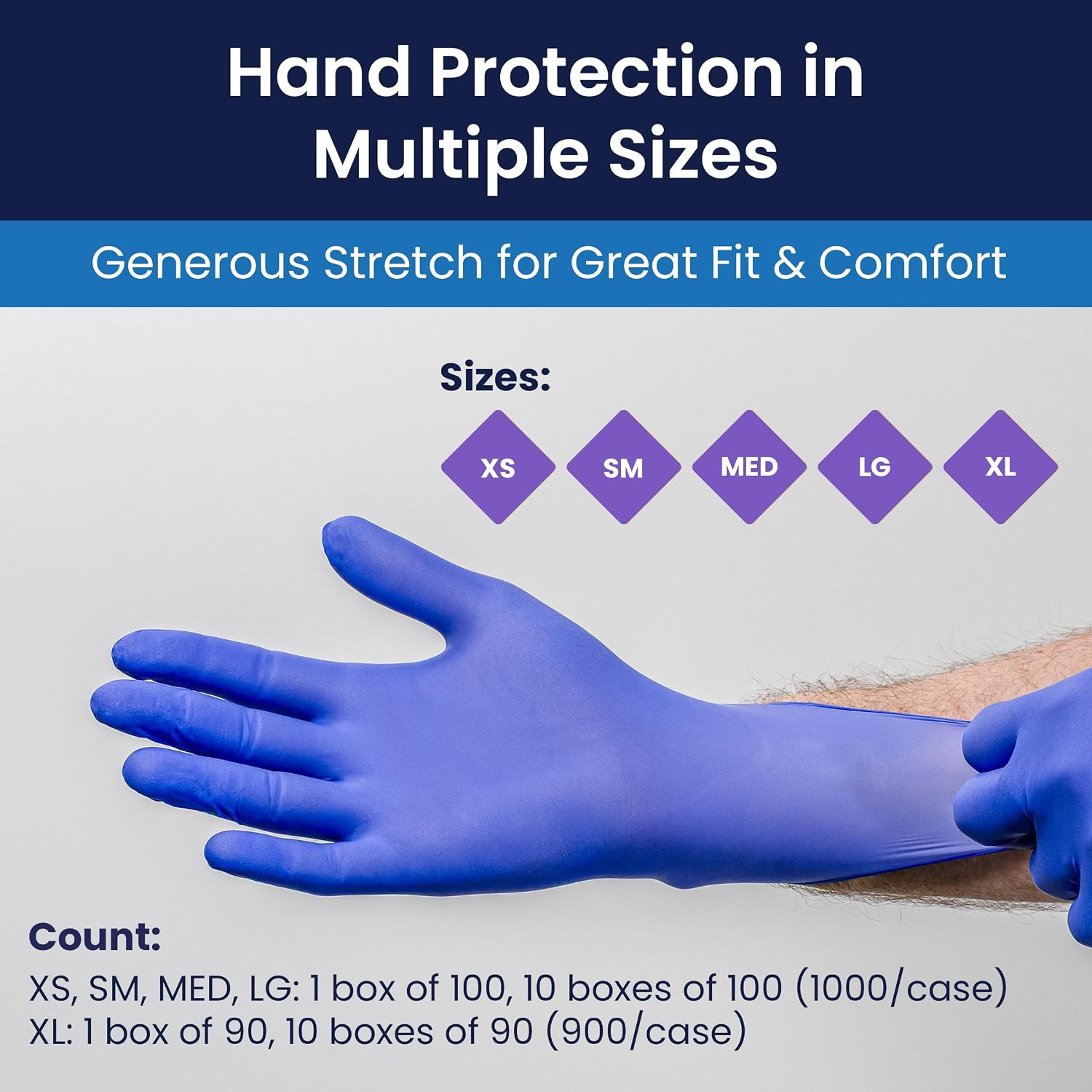 PCS778 Precision 4 Mil Powder-Free Nitrile Exam Gloves, Medical Grade, Blue-Viol