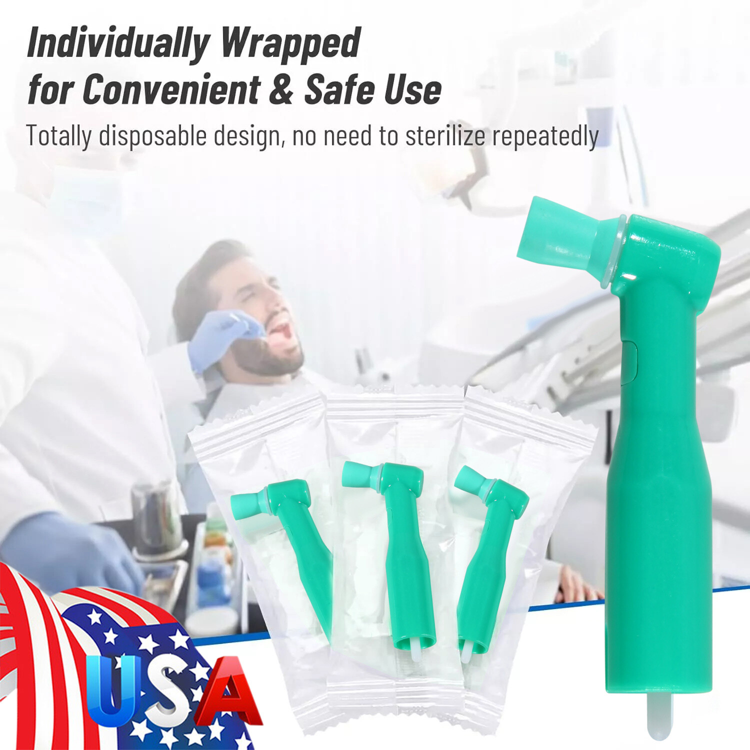 100pcs Dental Disposable Pro Angle Prophy Angles Cup Green Color New 105°