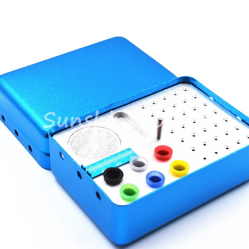 35 Holes Dental Endo Sterilization Organizer Bur Holder File Point Box Aluminium