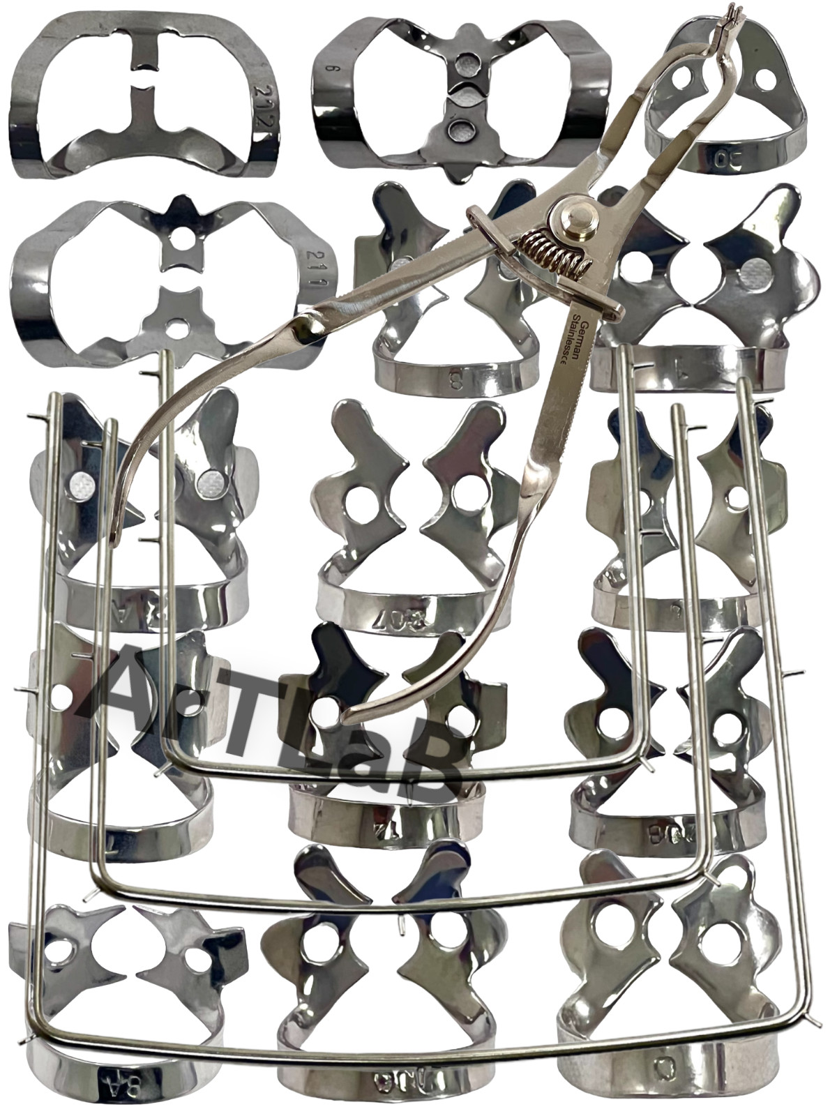 18 Pcs German Rubber Dam Starter Kit with Frame Punch Clamps Dental Instruments