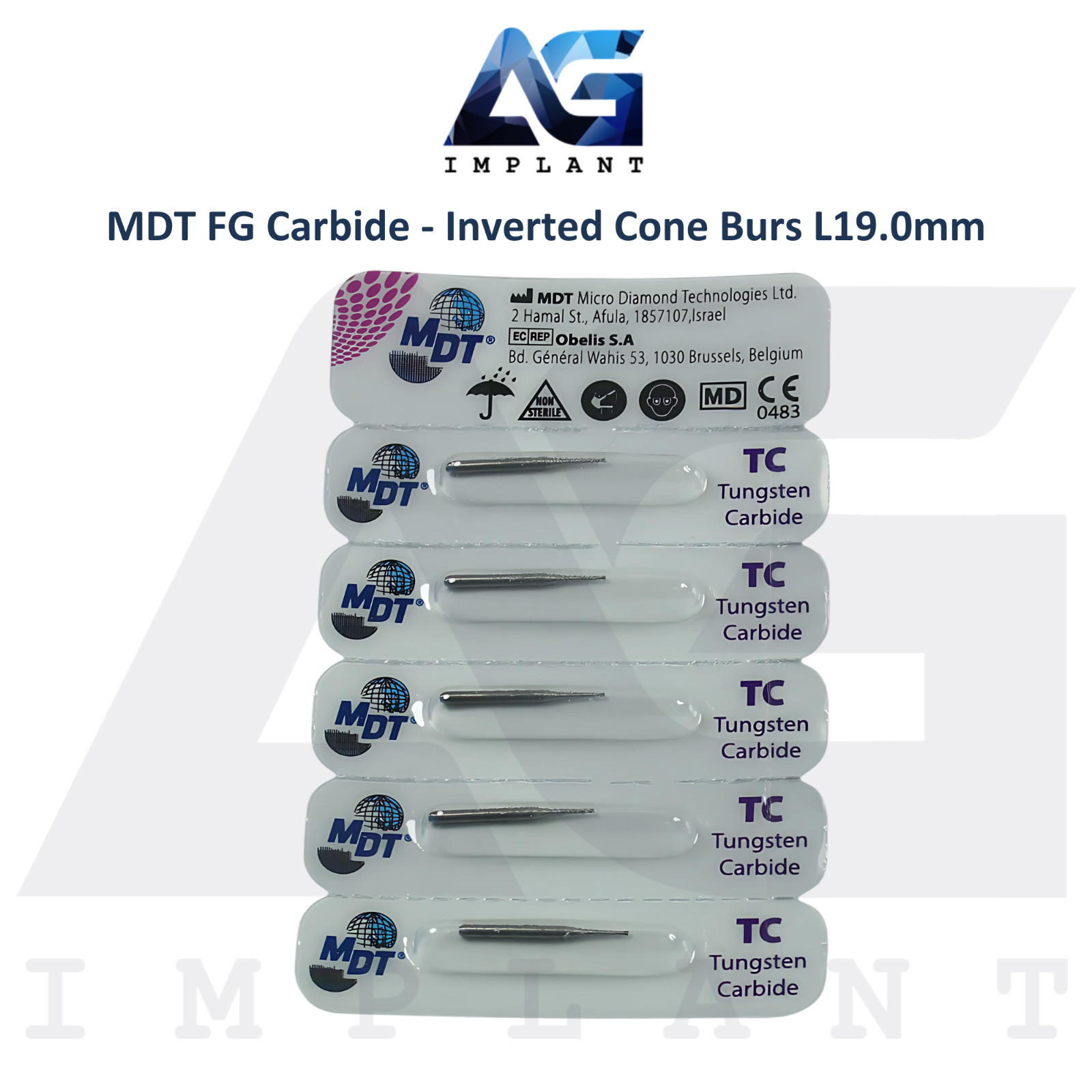 MDT FG Carbide Inverted Cone Burs L19.0mm Enhance Retention Dental Restoration