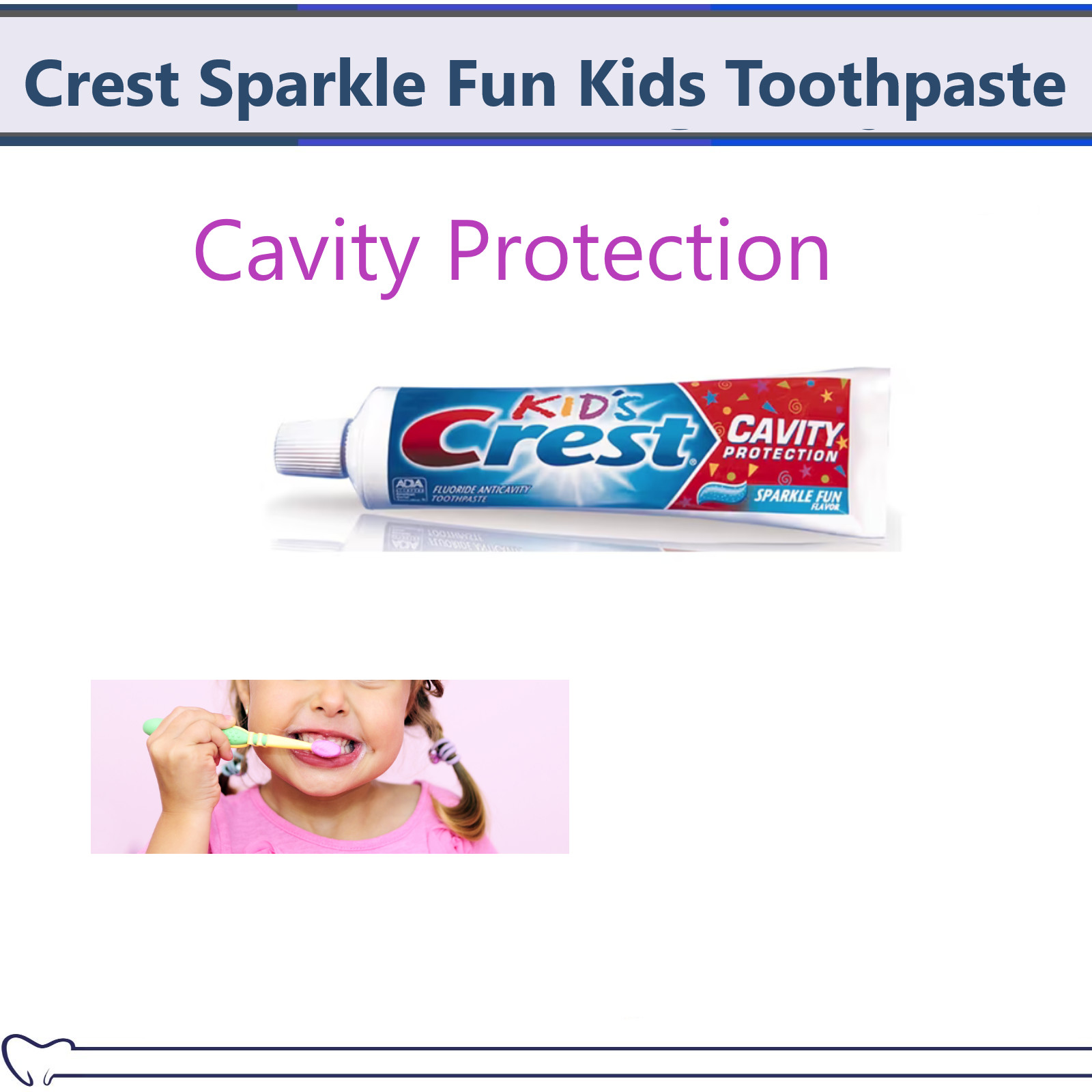 Dental Crest Kid’s Cavity Protection Sparkle Fun Toothpaste, Travel, Upto 72/Bx