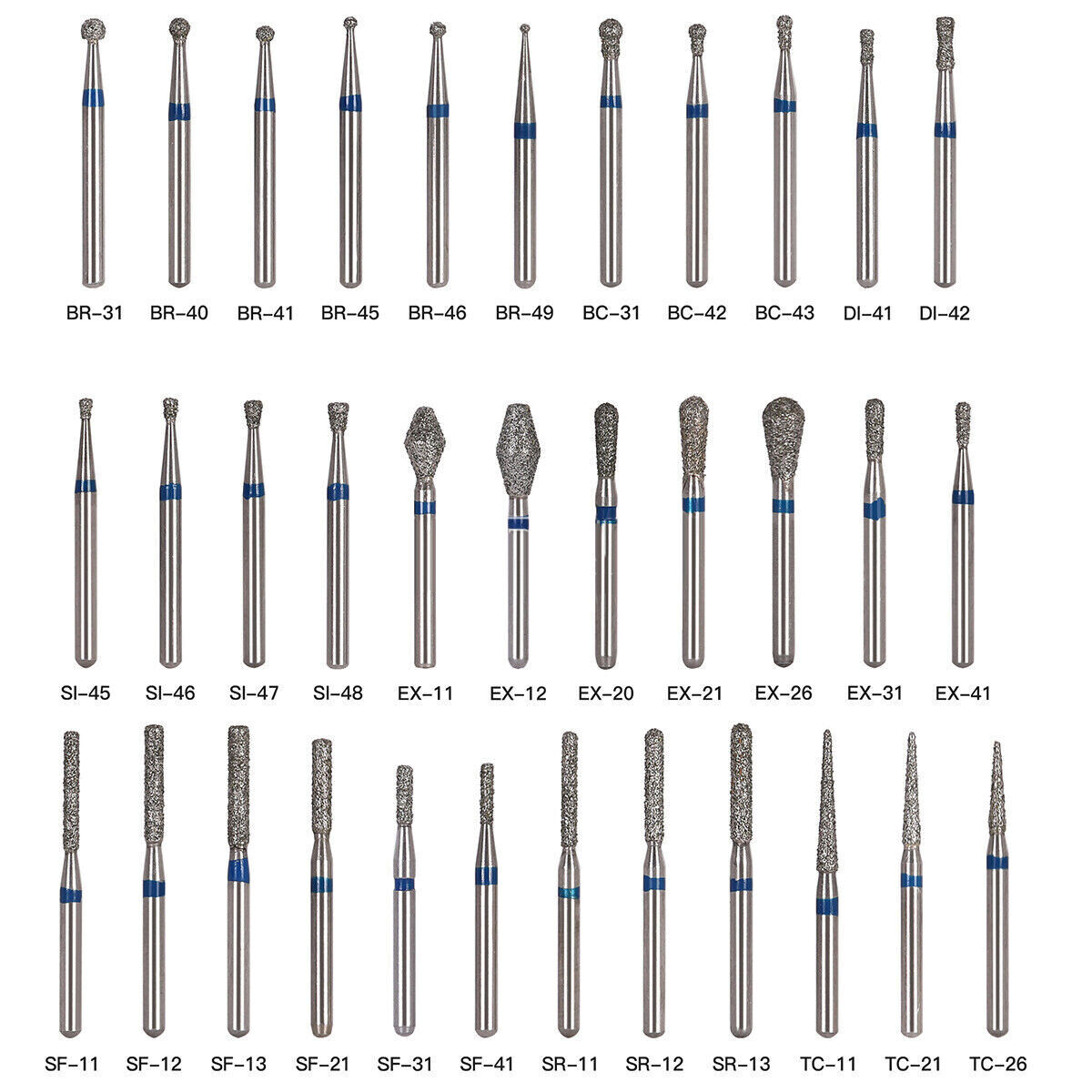 100 Pcs Dental Friction Grip For High Speed Handpiece Polishing Diamond Burs