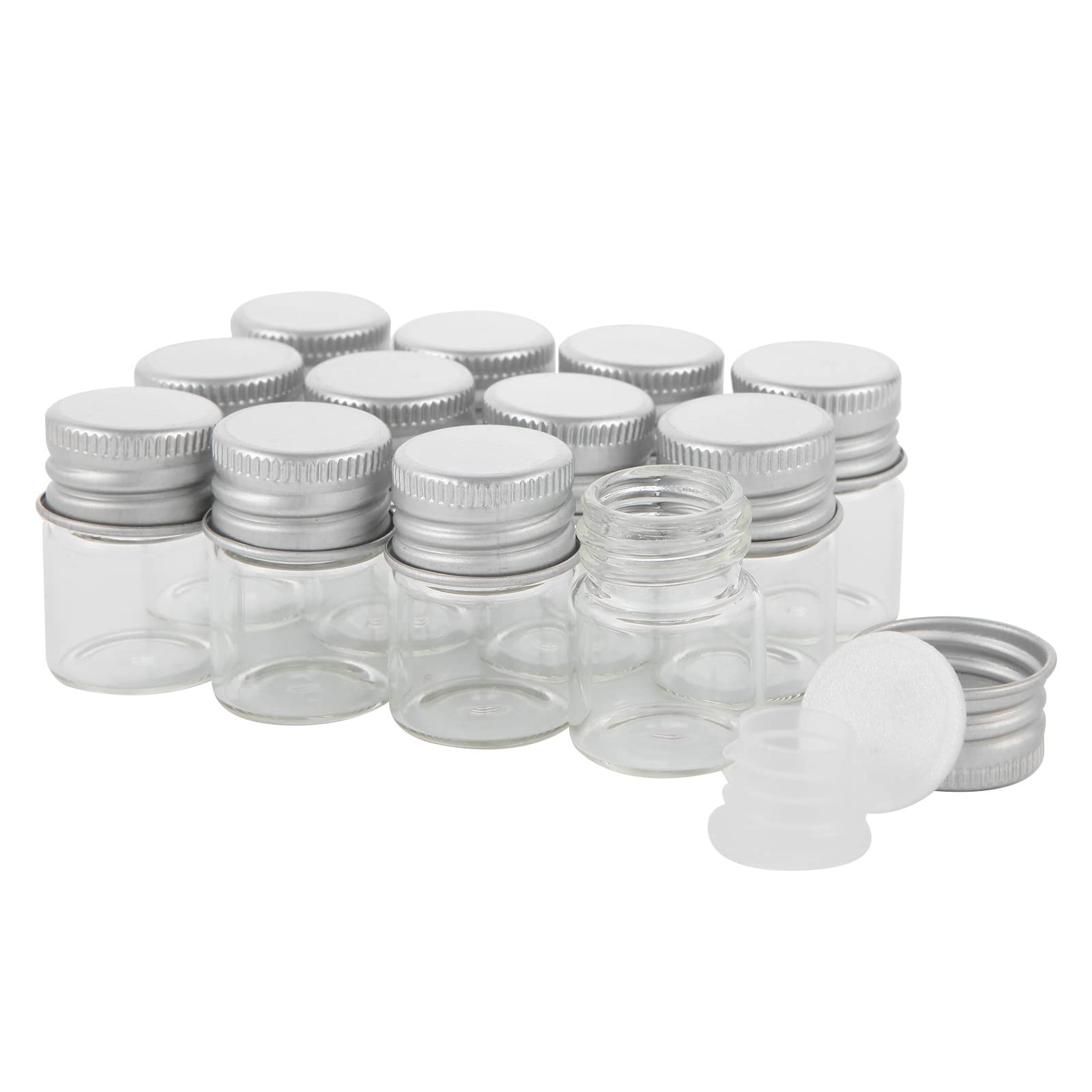5ml Glass Vials with Screw Caps and Plastic Stoppers, Small Clear Liquid Samp…