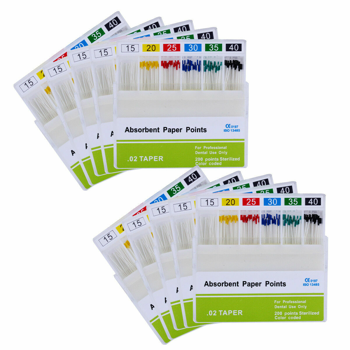 10x Dental Absorbent Paper Points Root Canal Clean Tip 15-40# 0.02 200 Pcs/Box