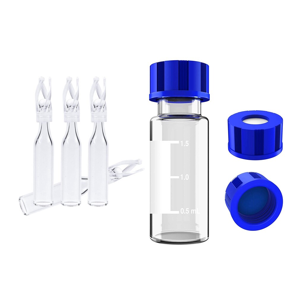 Simpure 2000x 2ml Clear/Amber Autosampler Vials & Screw Caps +250uL Vials Insert
