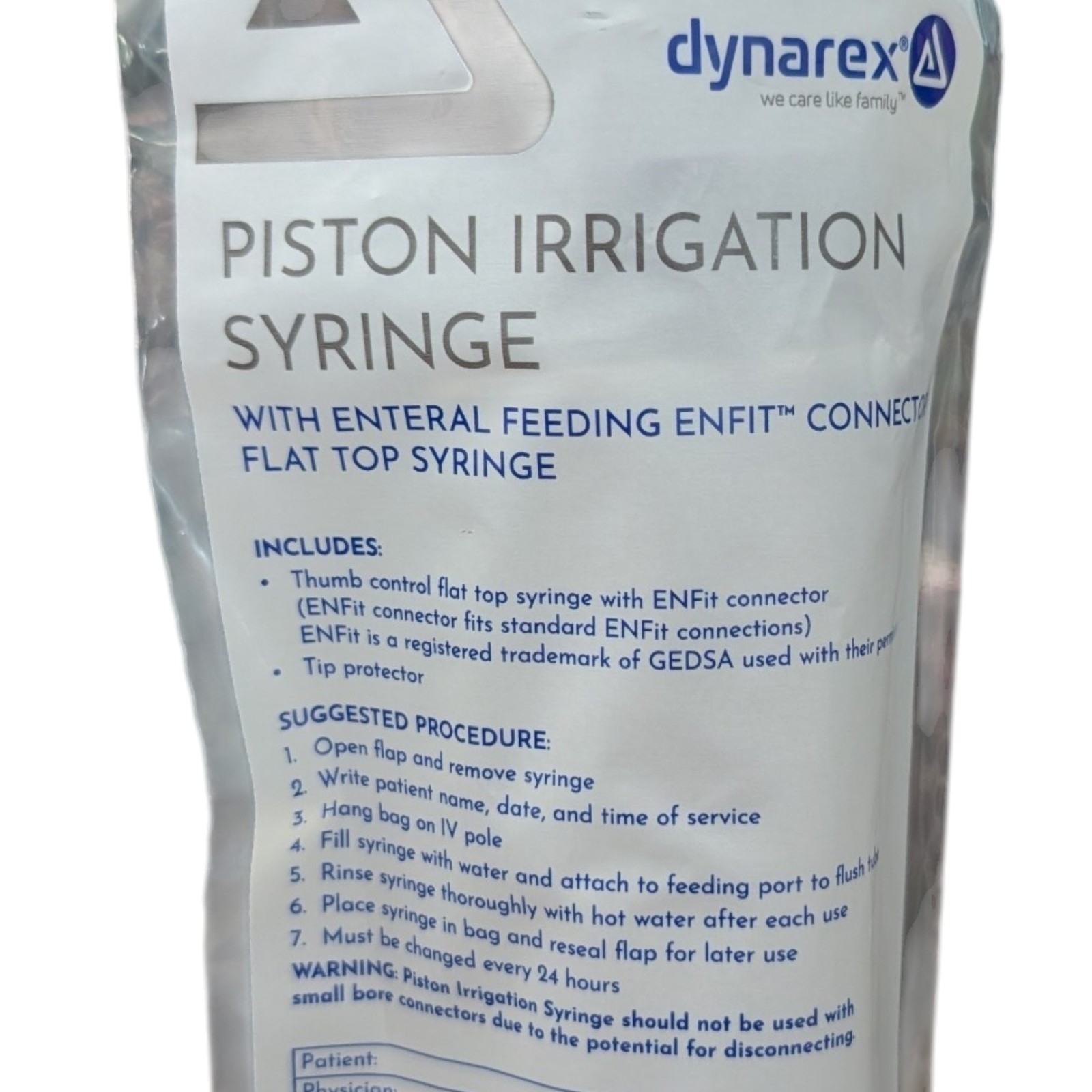 5X Dynarex Piston Irrigation Syringe Flat Top with Catheter Tip 60cc Sealed
