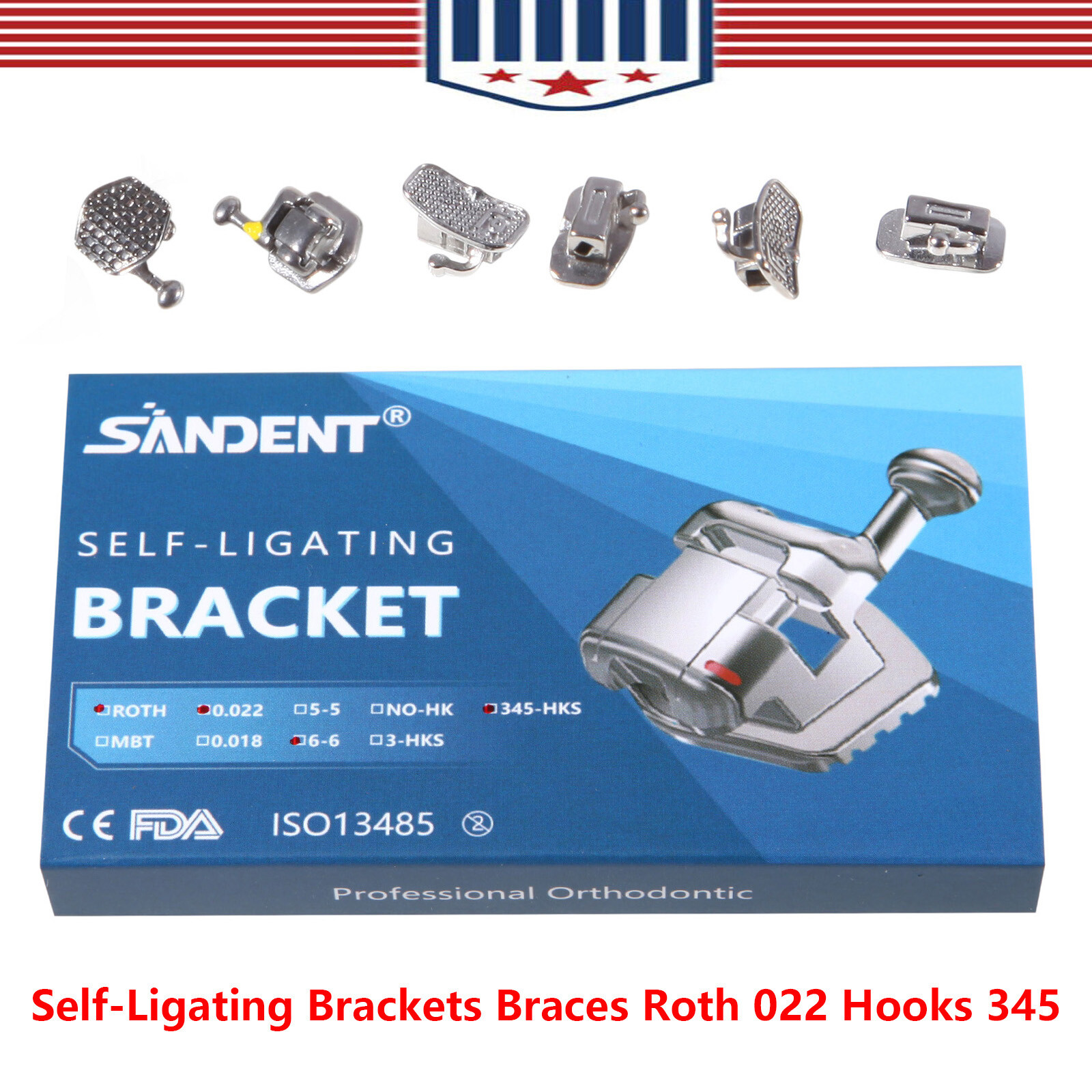 Dental Self Ligating Bracket Braces Mini Roth.022 345HK