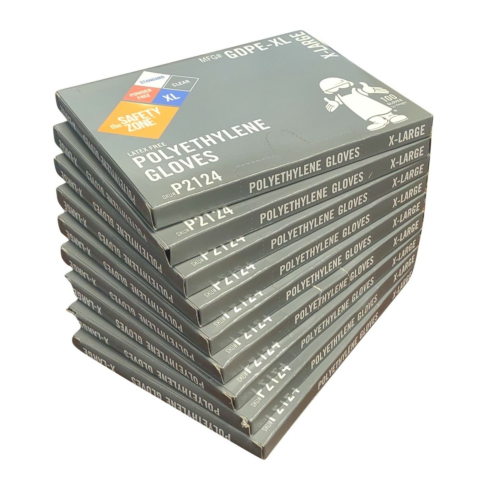1000 – 10 Boxes x100 Safety Zone Clear Poly Gloves Size Extra Large