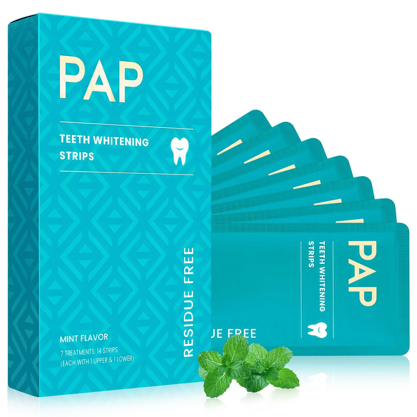 Pap Dry Teeth Whitening Strips 14 Count No Gel 14 (Pack of 1), Green