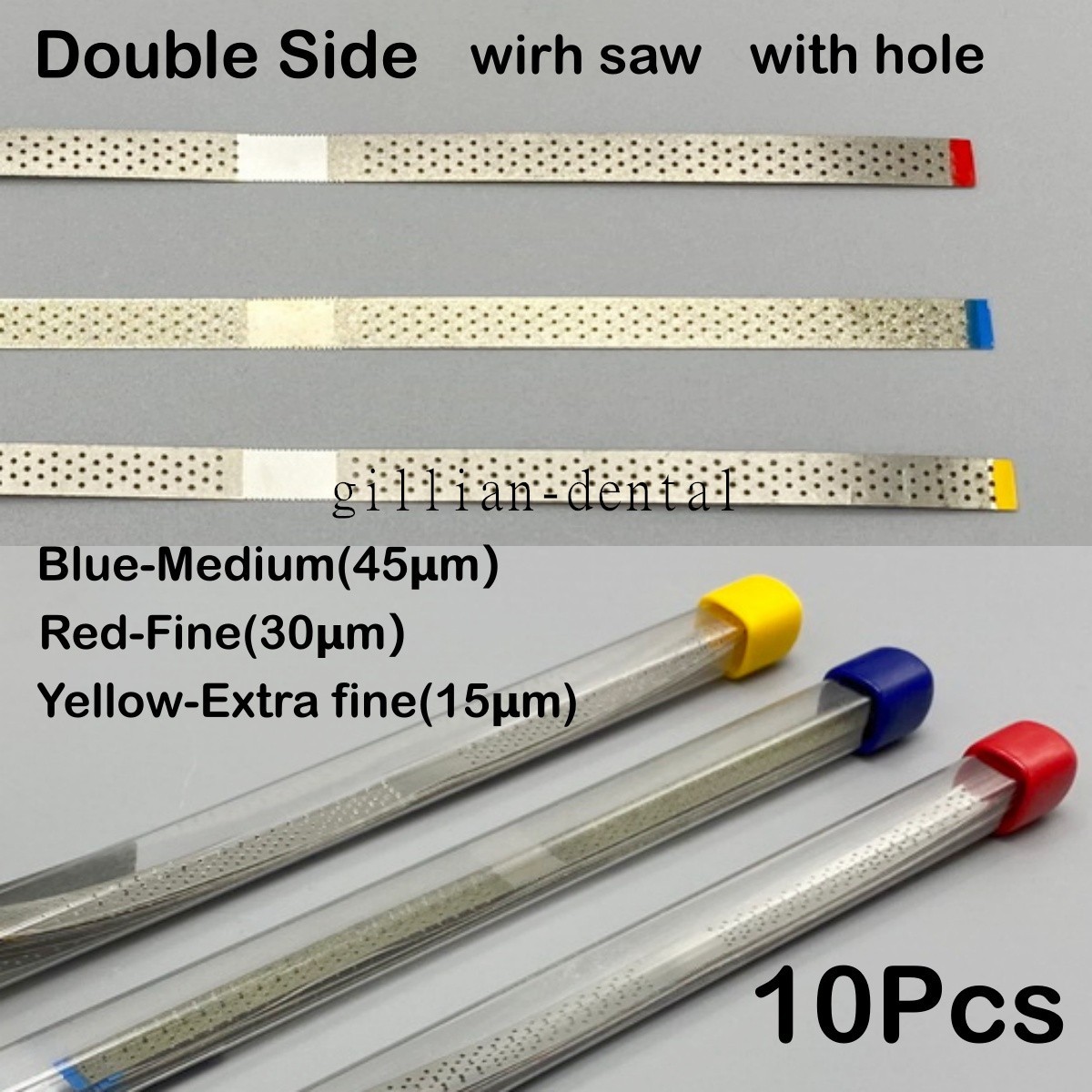 10Pcs Dental Diamond Polishing Strips Orthodontic IPR Strip Double Side w Hole