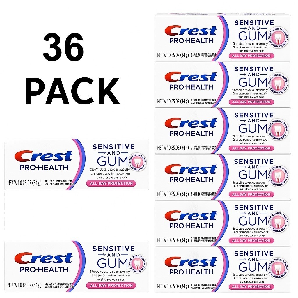 36 Pack Crest Pro Health Sensitive Gum Toothpaste Travel Size 0.85oz – EXP 11/27