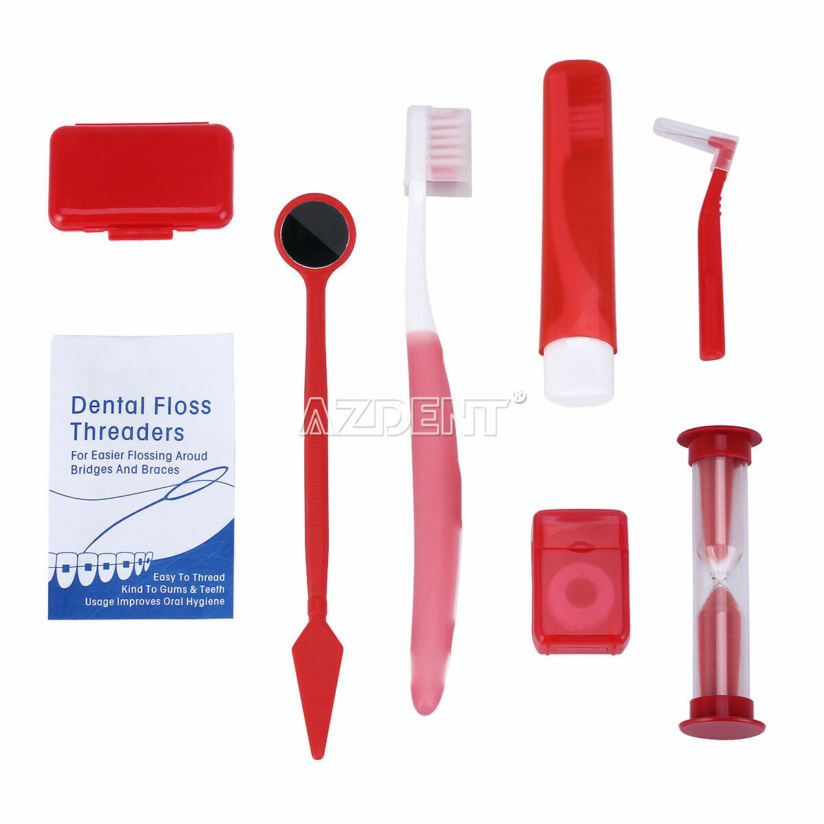 Dental Orthodontic Tooth Brush Set Interdental Brush Floss Mirror Travel Kits