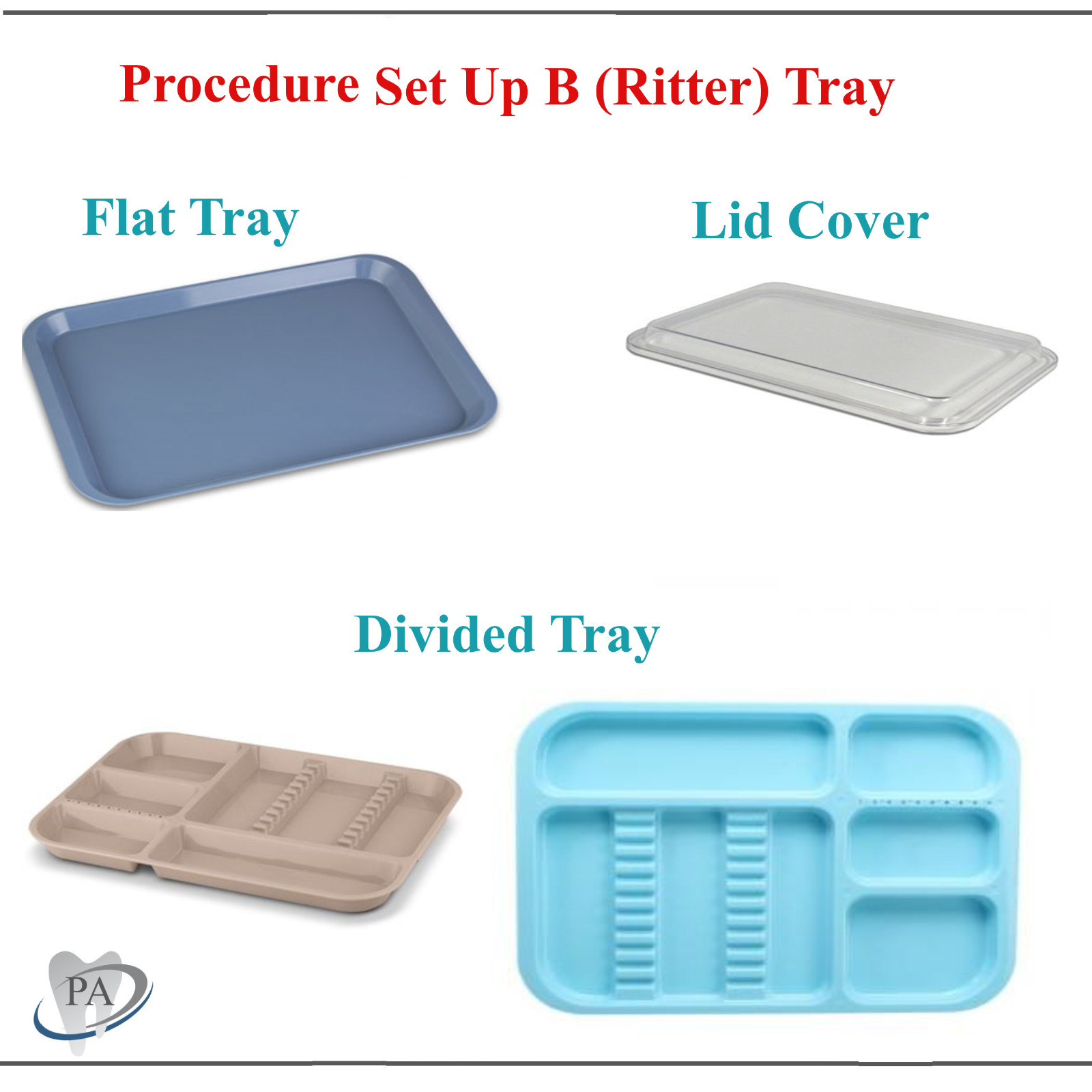 Dental Procedure Set-Up Trays Flat B (Ritter) 13½» x 9⅝» x ⅞», Autoclavable Tray