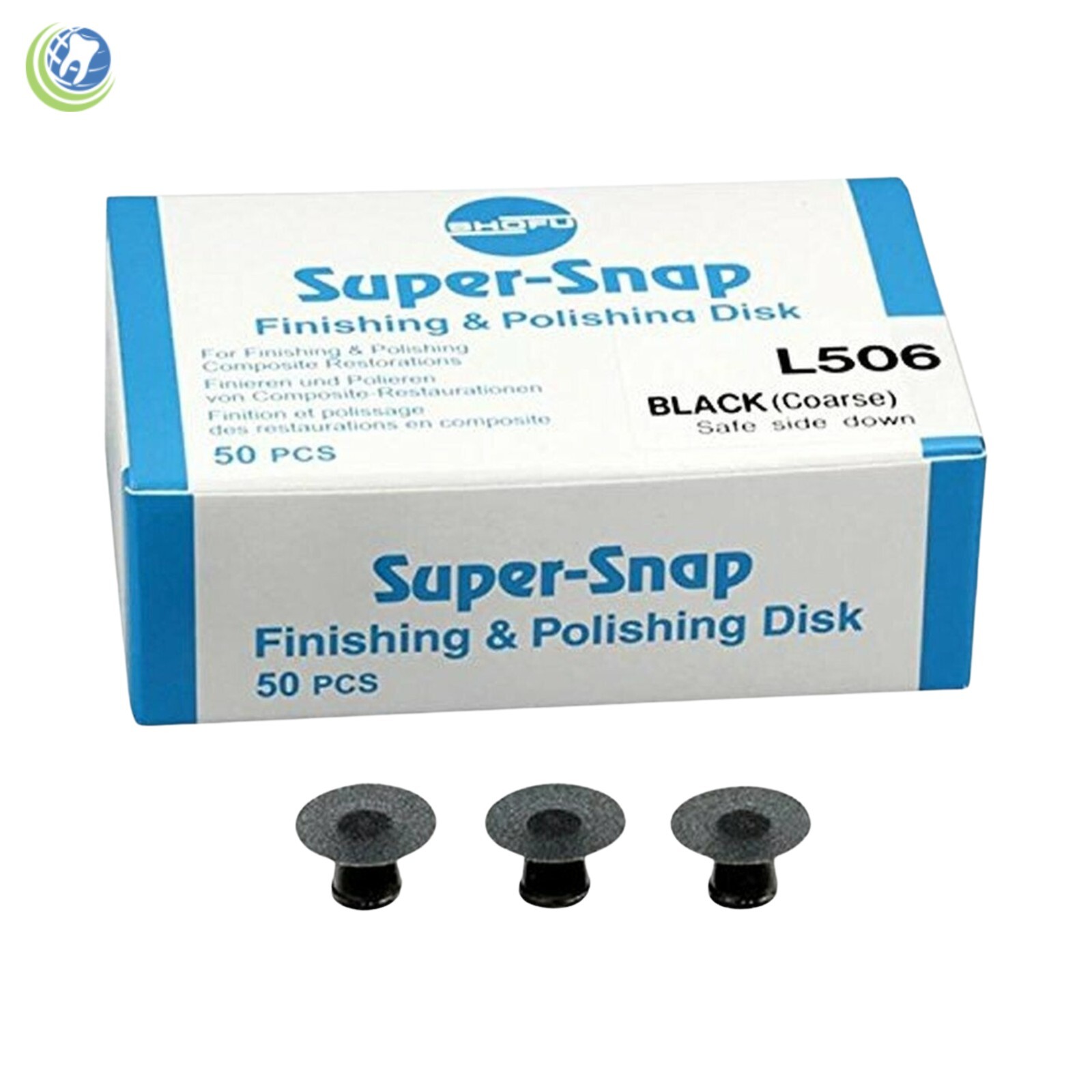 Shofu L506 Super-Snap Finishing Polishing Disks Coarse Black Safe Side Down 50Pk