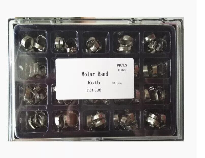 80Pcs/Box Dental Orthodontic 16#-35 Molar Bands with Buccal Tube 1st Roth 0.022″