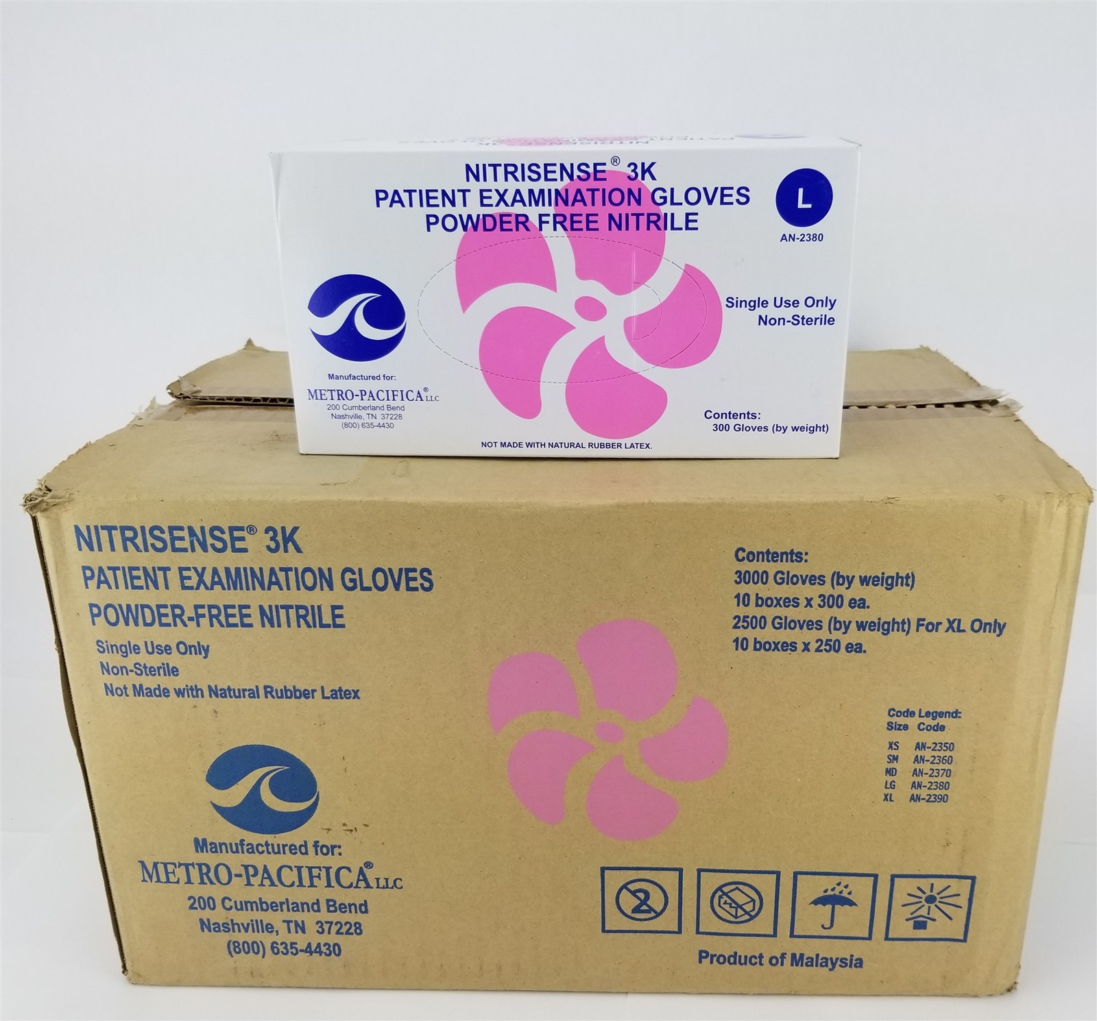 Case of 3000 Nitrisense Patient Examination L Nitrile Gloves Large Chemotherapy