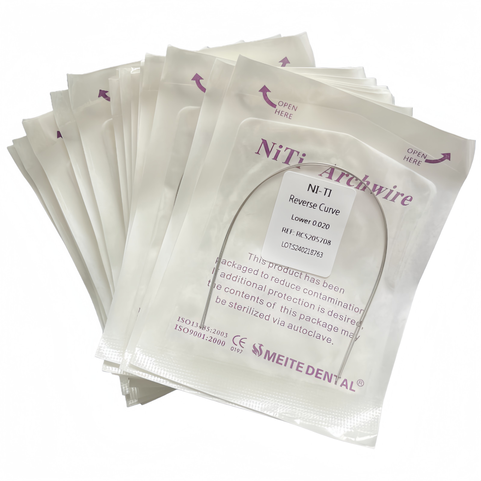 50Pk Dental Reverse Curve SuperElastic NITI Arch Wire 12/14/16/18/20 Upper/Lower