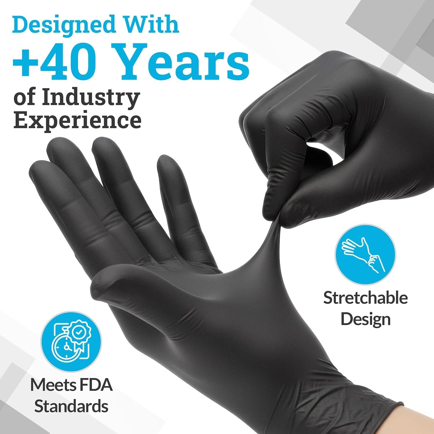 Exceptional Grip Large Black Nitrile Gloves, 50 Count – For Mechanics & Cooking