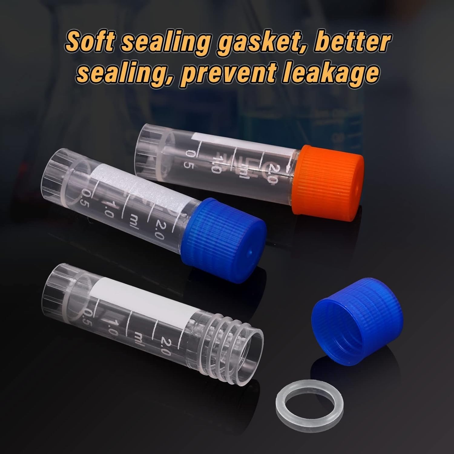 100 Pcs 2ml Leak-Proof Plastic Vials – Ideal for Labs & Schools – Blue & Orange