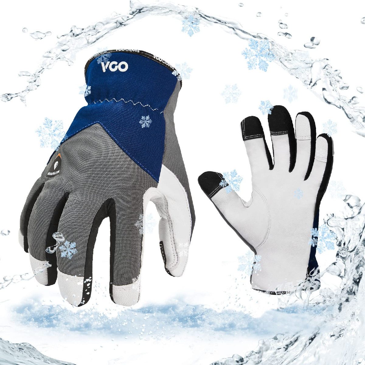 Vgo… 1Pair 0/32F Winter Leather Work Gloves Cold Weather Waterproof Safety