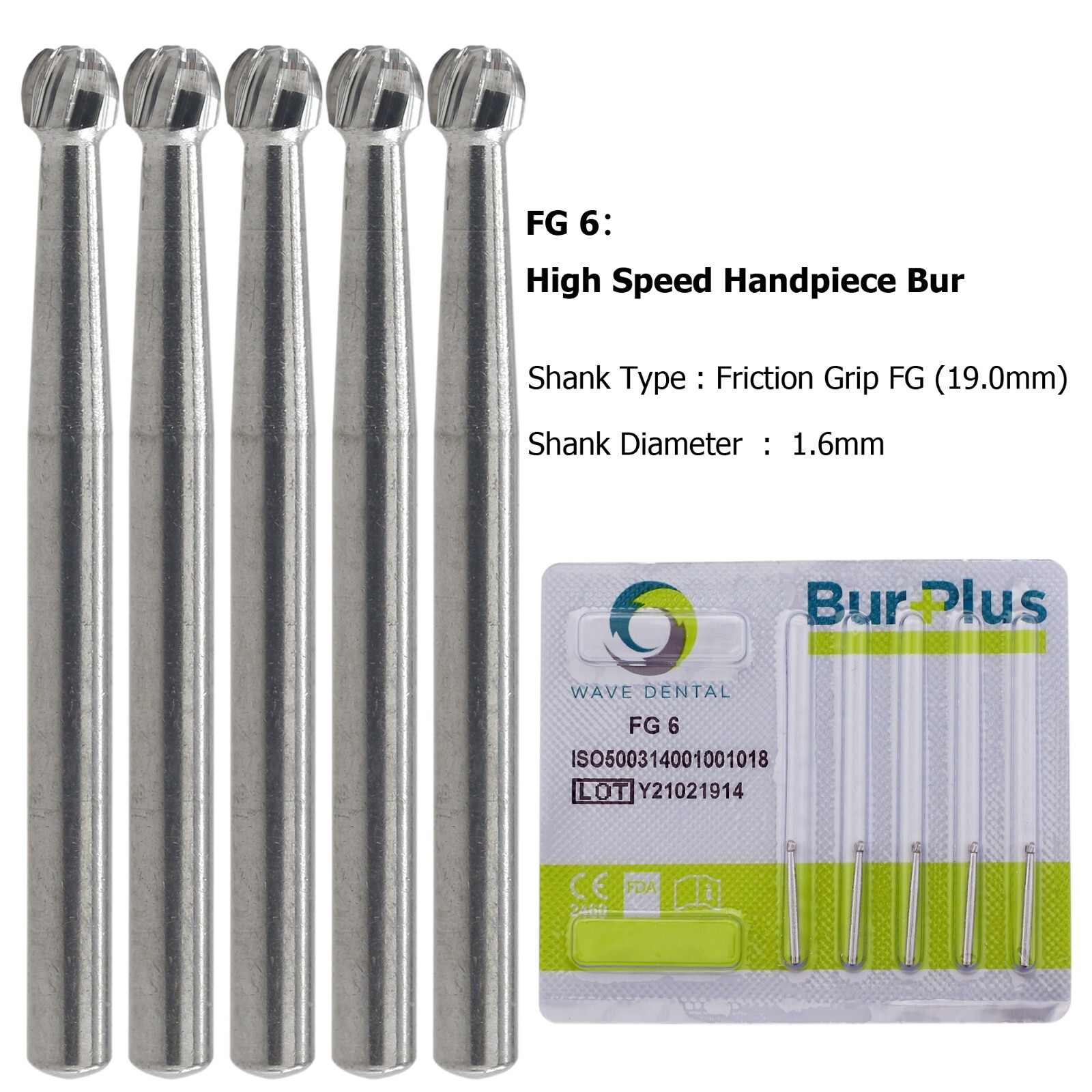 Wave Dental Surgical Bur Round 25mm Carbide Bur 330 Friction Grip High Speed 19m
