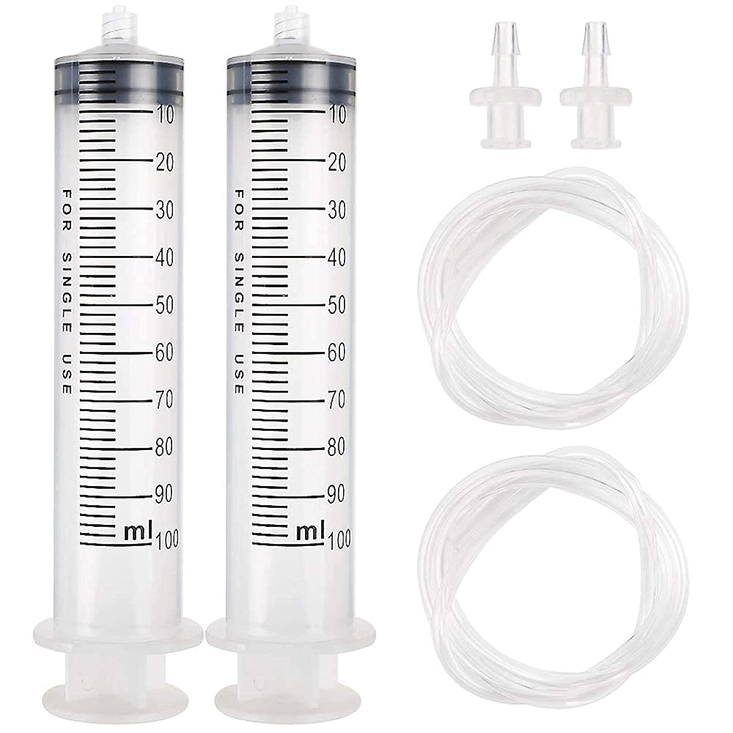 2Pcs 100Ml Large Plastic Syringe with 2Pcs 47In Handy Plastic Tubing and Luer…