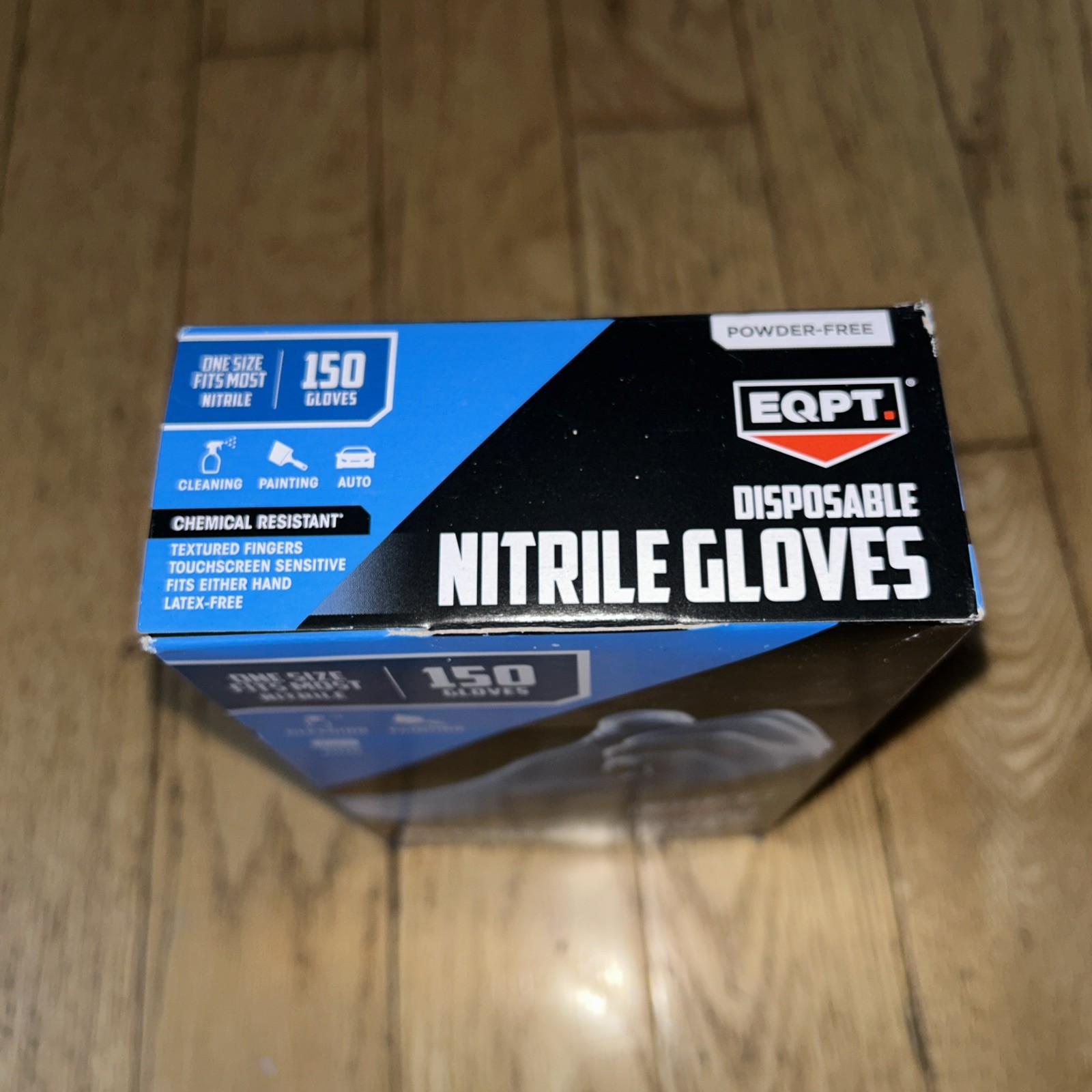 EQPT Industrial Powder-Free Nitrile Gloves ONE 150 ct BOX one Blu size fits most