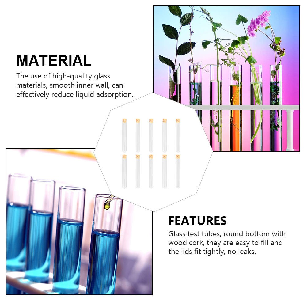 10-100x 15*150mm Glass Test Tubes With Cork Stopper Candy Party Wedding Storage