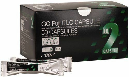 GC Capsules FUJI II Gold Label II LC Glass Ionomer Cement Restorative 50/Pk A2