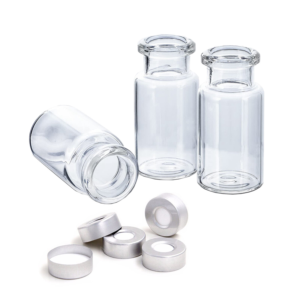 3000- 10ml Glass Vials Clear Headspace Vial 20mm Crimp Caps Flat Bottom Sample