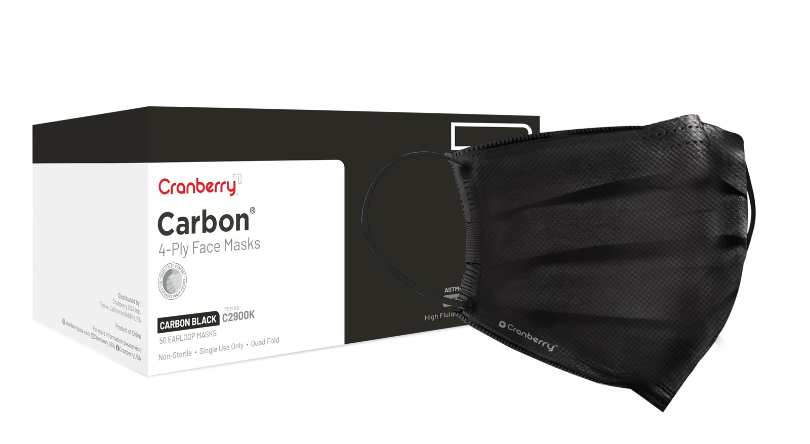 Carbon Black Masks, Disposable, 4-ply, Elastic Earloops, & Dental, Level 3 (P…