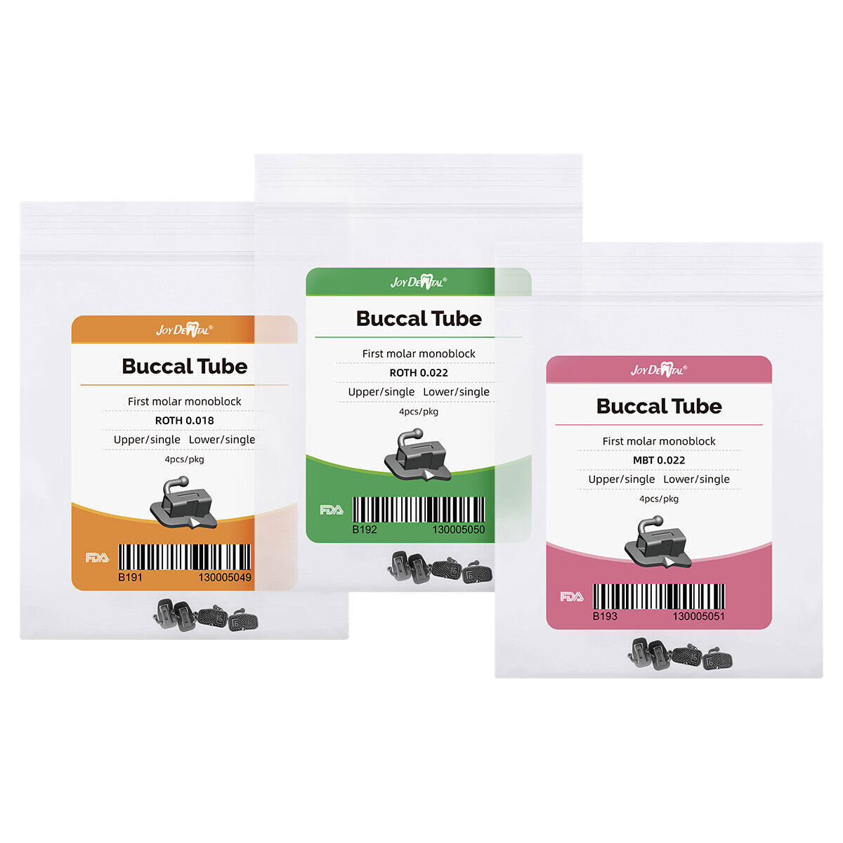 Tubos bucales adheribles para ortodoncia dental MBT/Roth 022 1er/2o molar no-co