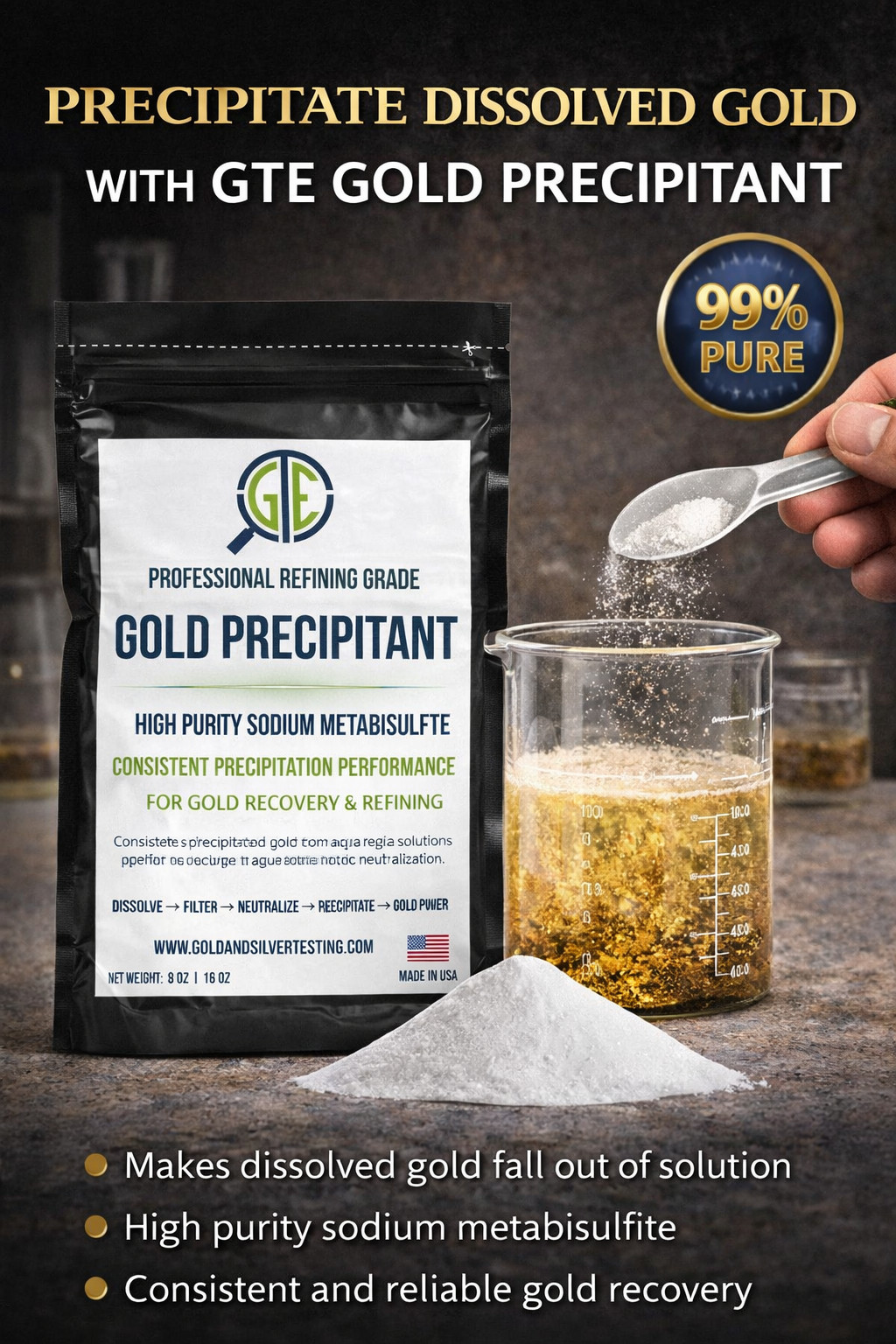 Gold Recovery Kit 1 lb Sodium Metabisulfite 1 lb Urea for Scrap Metal Refining
