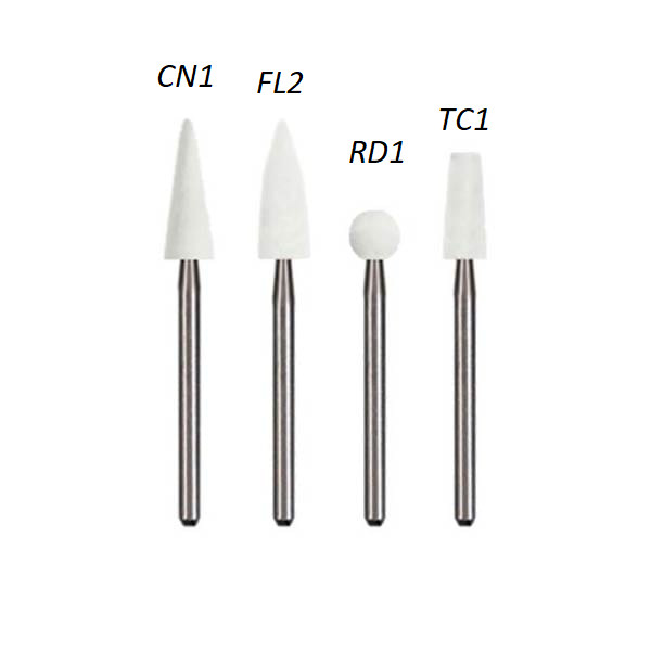 Dental Polishing & composite Finishing White Stones FL2, RD1, TC1, CN1 12pcs/box