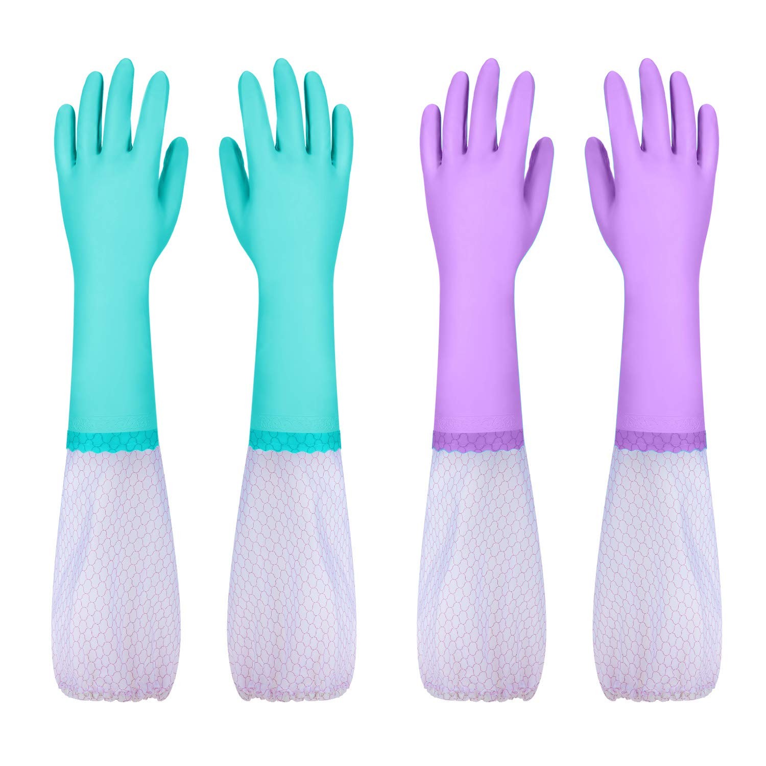 Elgood Reusable Long Sleeve Dishwashing Cleaning Gloves with Latex Free,Cotto…