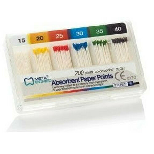 Meta – Biomed Sterile Paper Points 200 Points per box Color Coded All Sizes