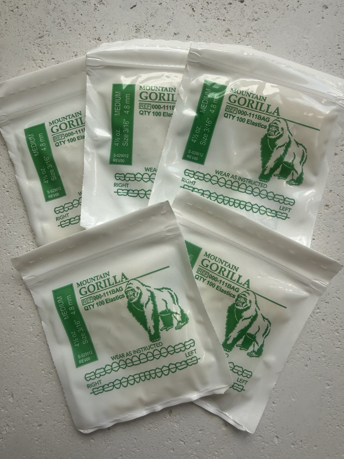 5 Packs Mountain Gorilla American Orthodontics Elastics Braces Bands 500 qty