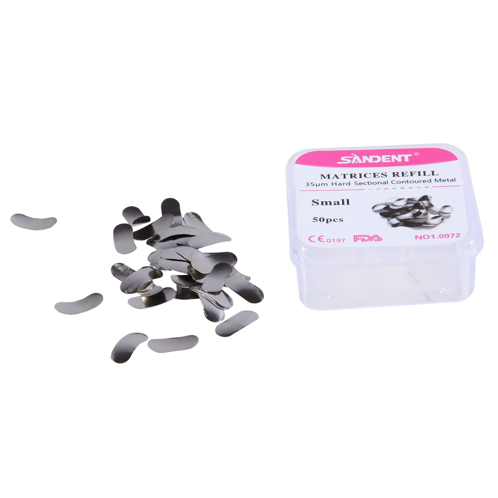 50Pcs/Pack Dental Metal Matrices Sectional Contoured Matrix Refill Hard Band ty