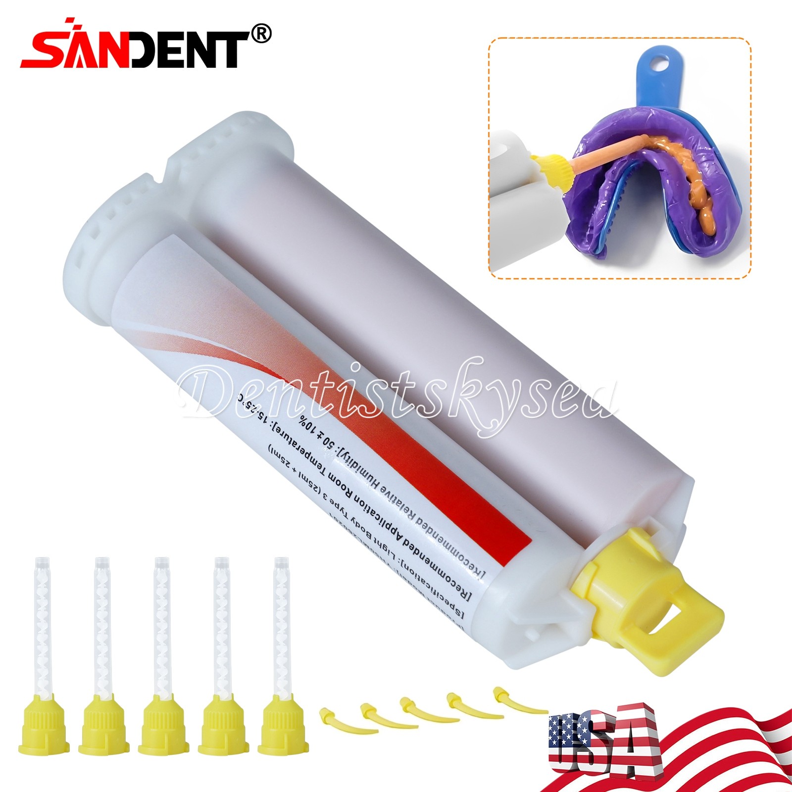 Dental Impression Material VPS Light Body Fast (2 Cartridge & 5 Tips) PVS