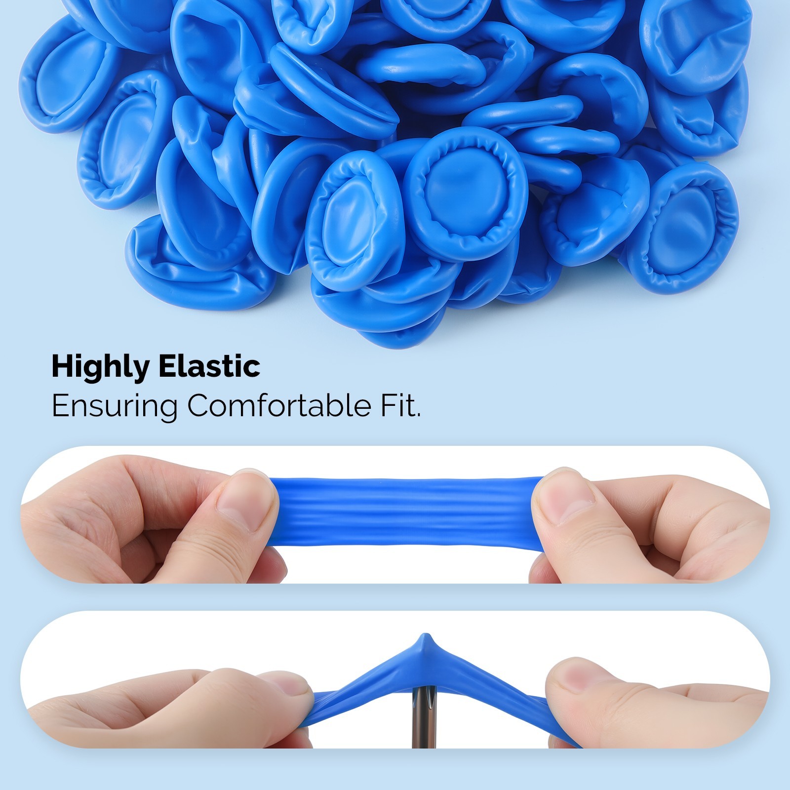 JMU Nitrile Disposable Hygienic Finger Cots for fingertip protection Blue Medium