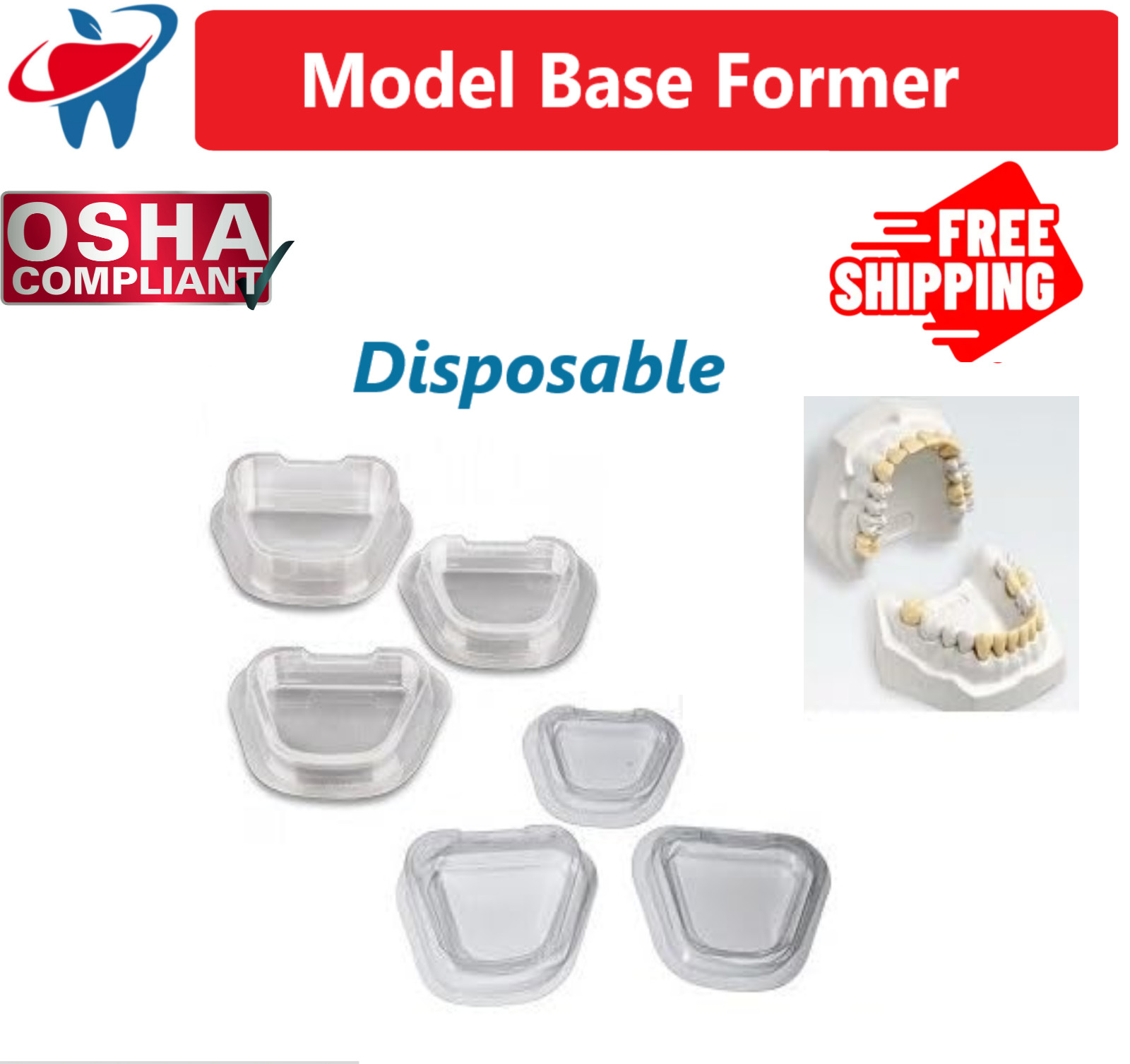 Dental Base Former Kit Lab Model Base Set Plaster Mold Base M, L, 20-60/Bx